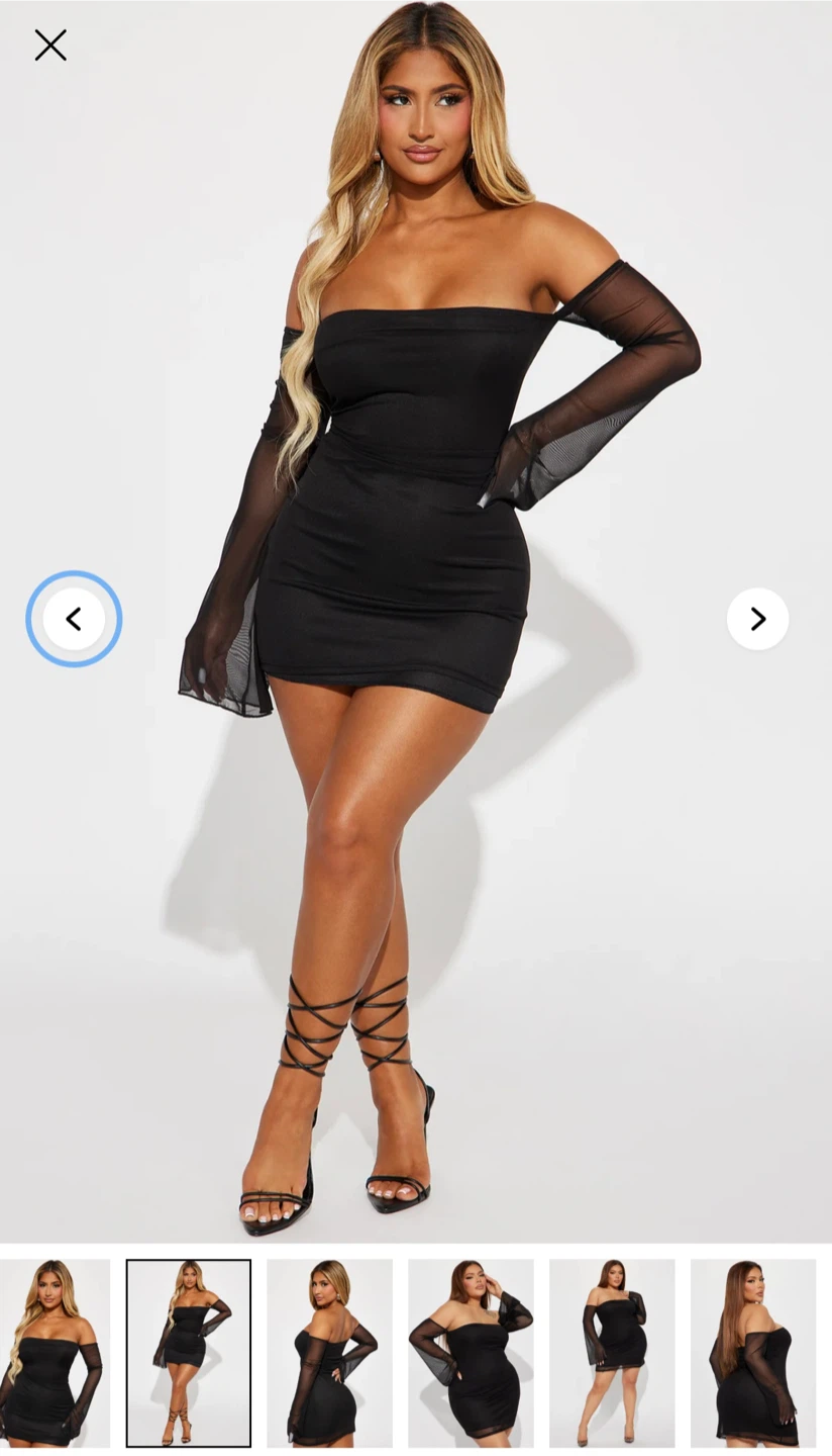 Fashion Nova Black Off-the-Shoulder Mesh Sleeve Mini Dress - photo 2