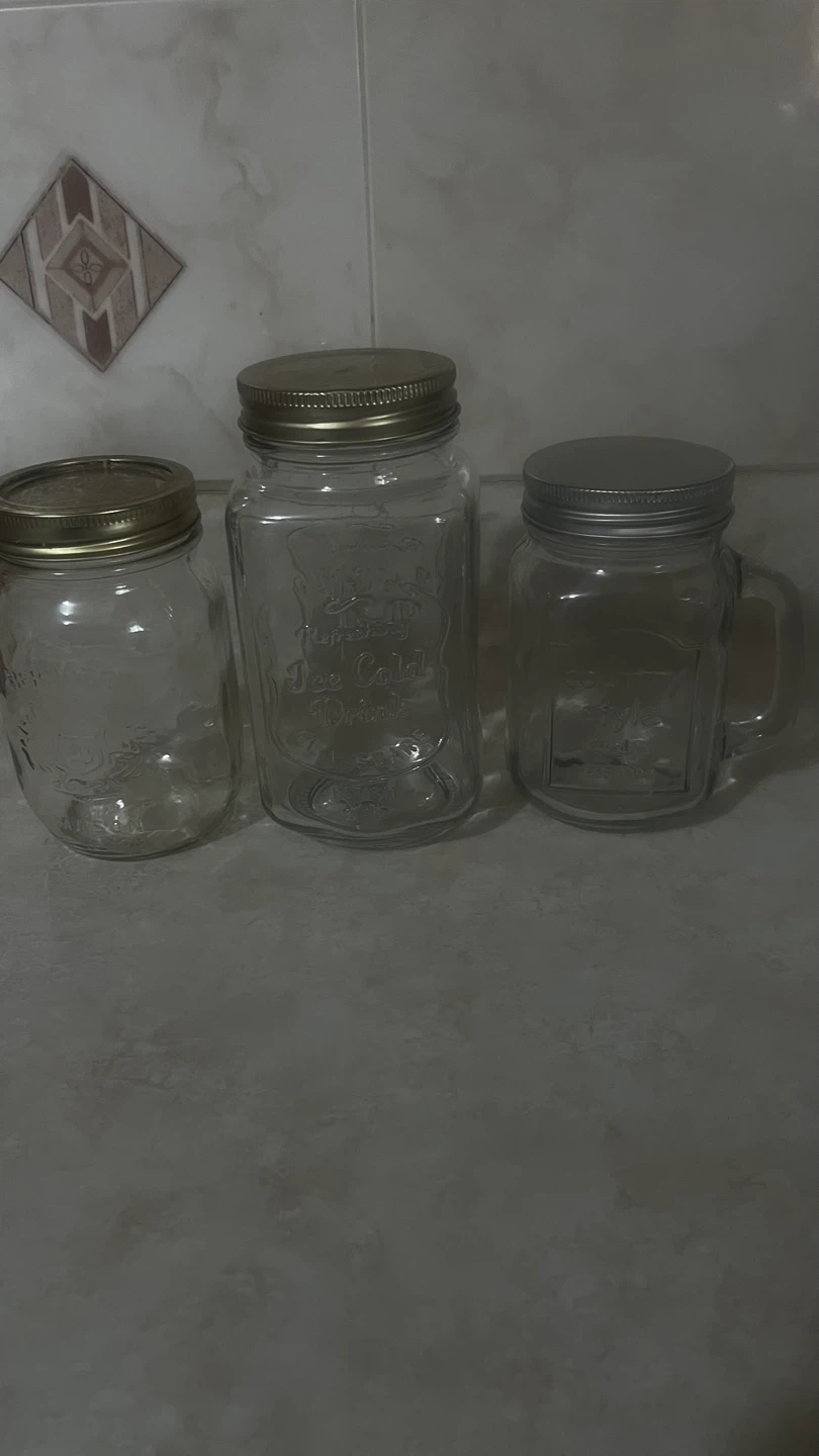 Set of 3 Mason Jar Glasses with Lids