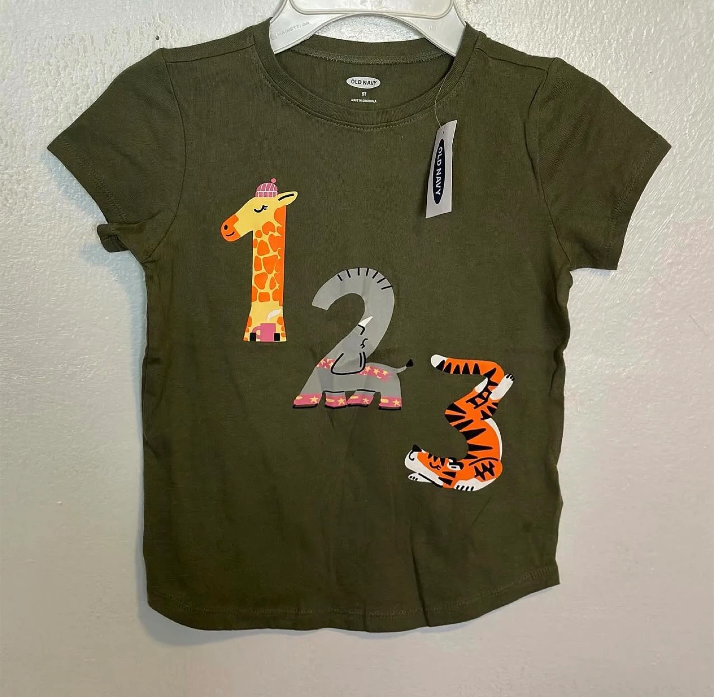 Old Navy Toddler Girls Green 123 Animal T-Shirt Size 5T
