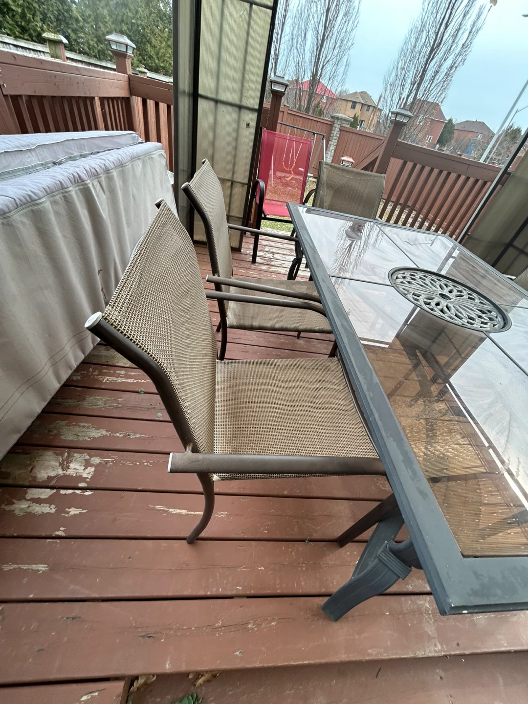 Glass Top Patio Dining Table with 5 Chairs - photo 4