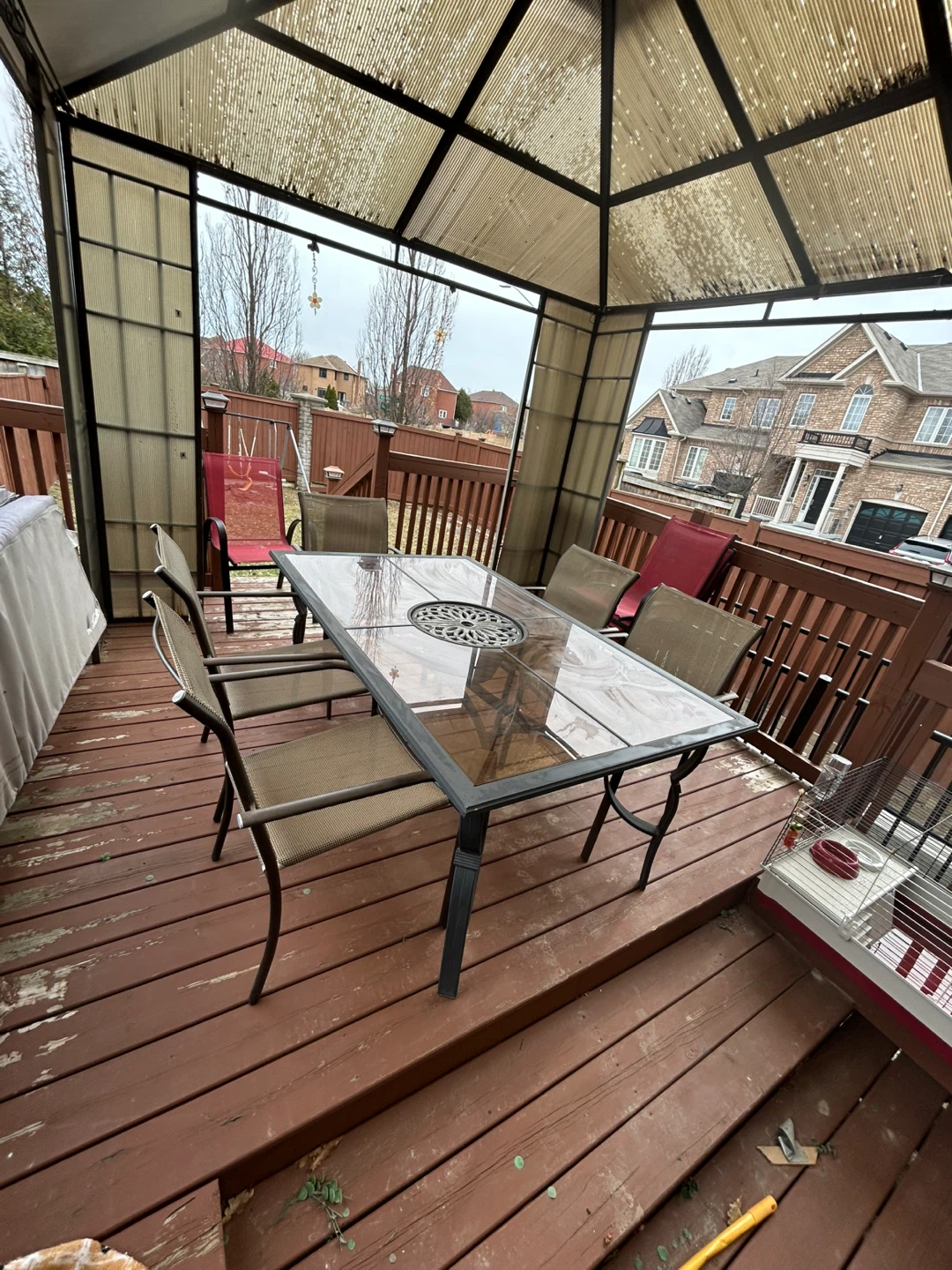 Glass Top Patio Dining Table with 5 Chairs - photo 3