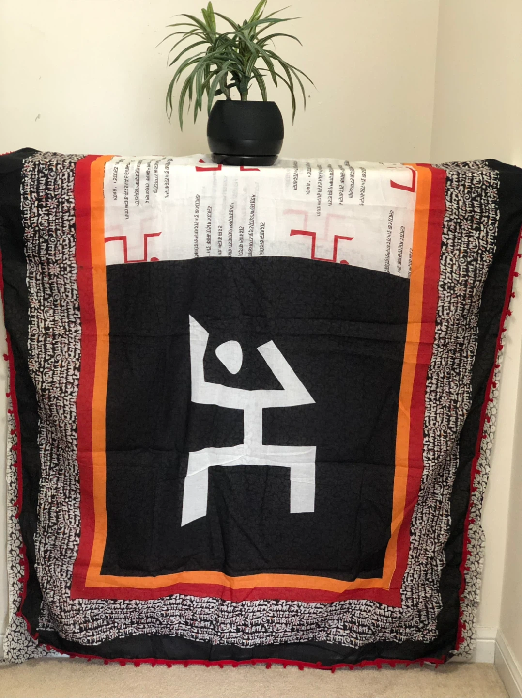 Indian cotton saree with Devine Symbols and text