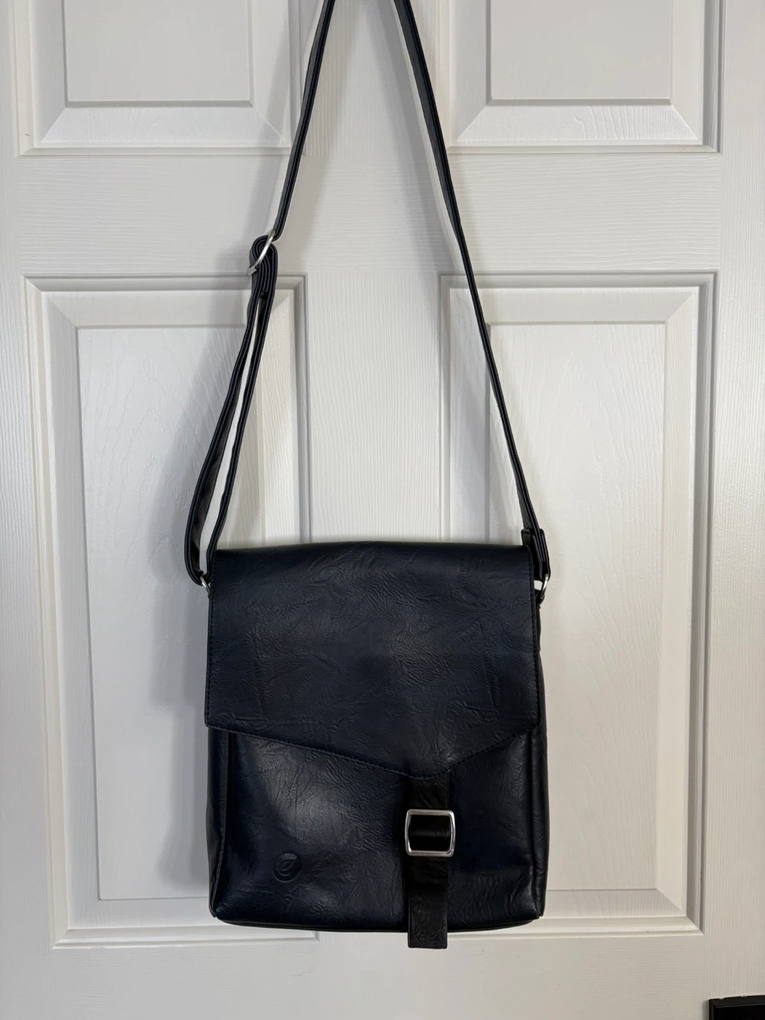 Espe Navy Blue Vegan Leather Messenger Bag