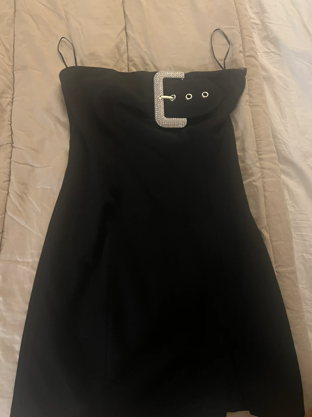 Fashion Nova Black Strapless Mini Dress with Buckle Detail - photo 5
