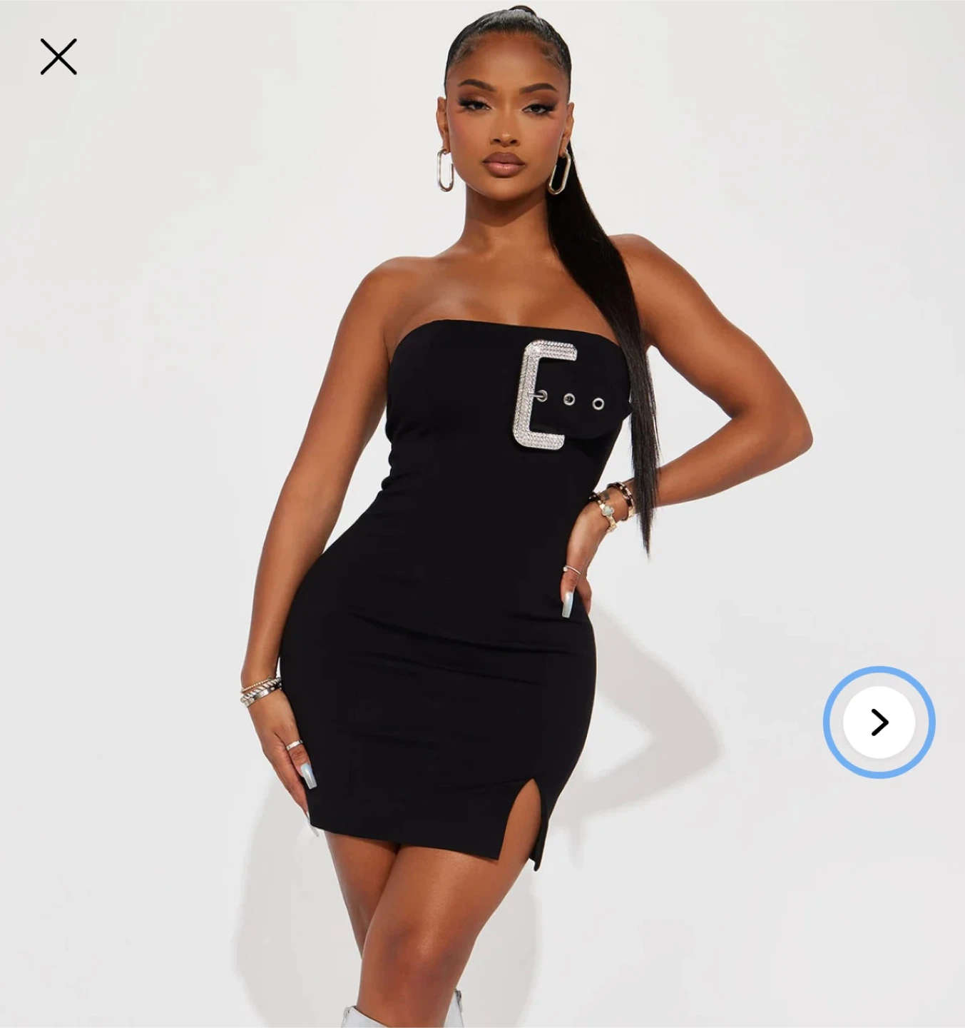 Fashion Nova Black Strapless Mini Dress with Buckle Detail - photo 4
