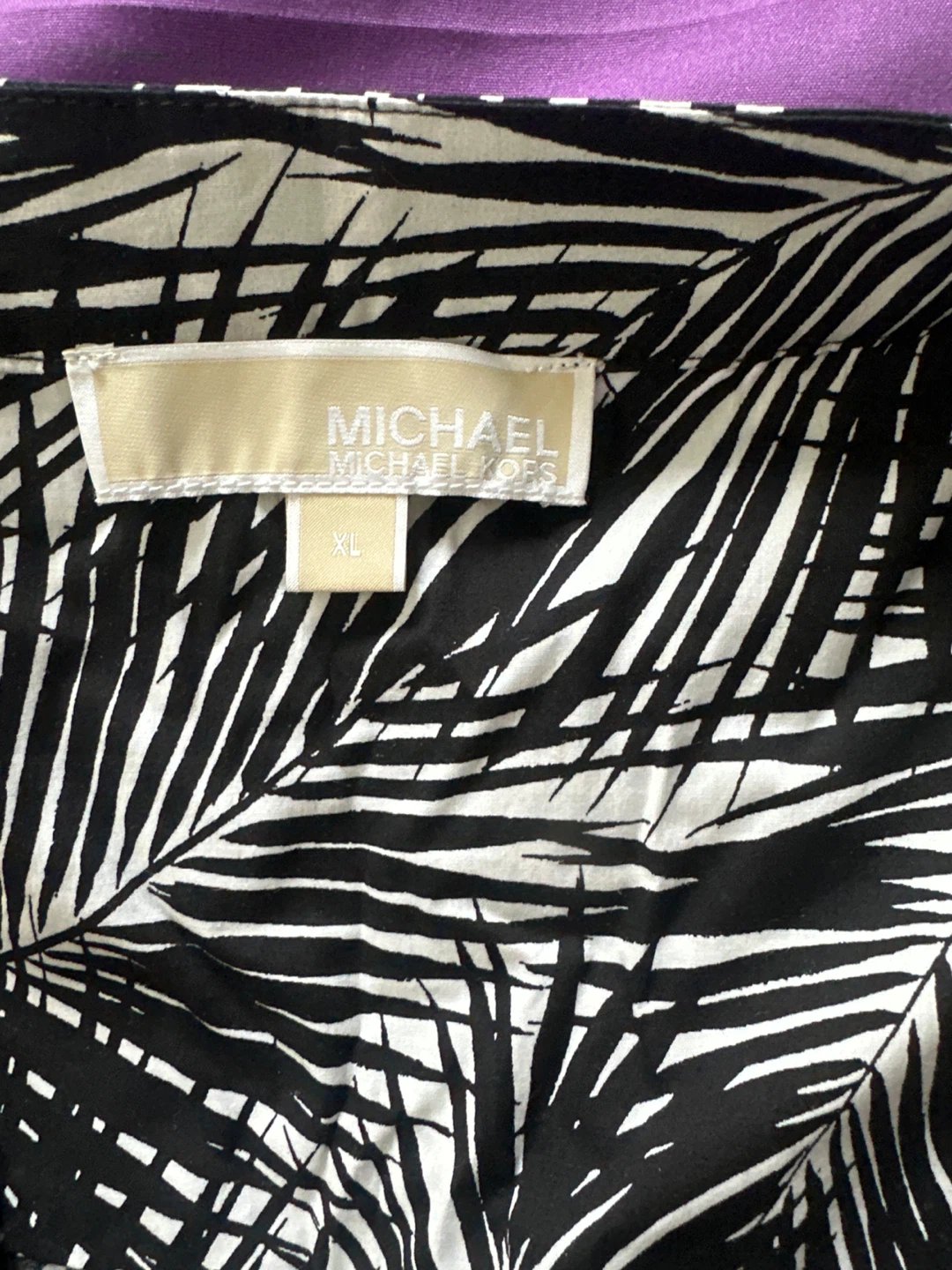 🥕🥕Michael Kors Black & White Palm Print Shirt Dress XL - photo 2