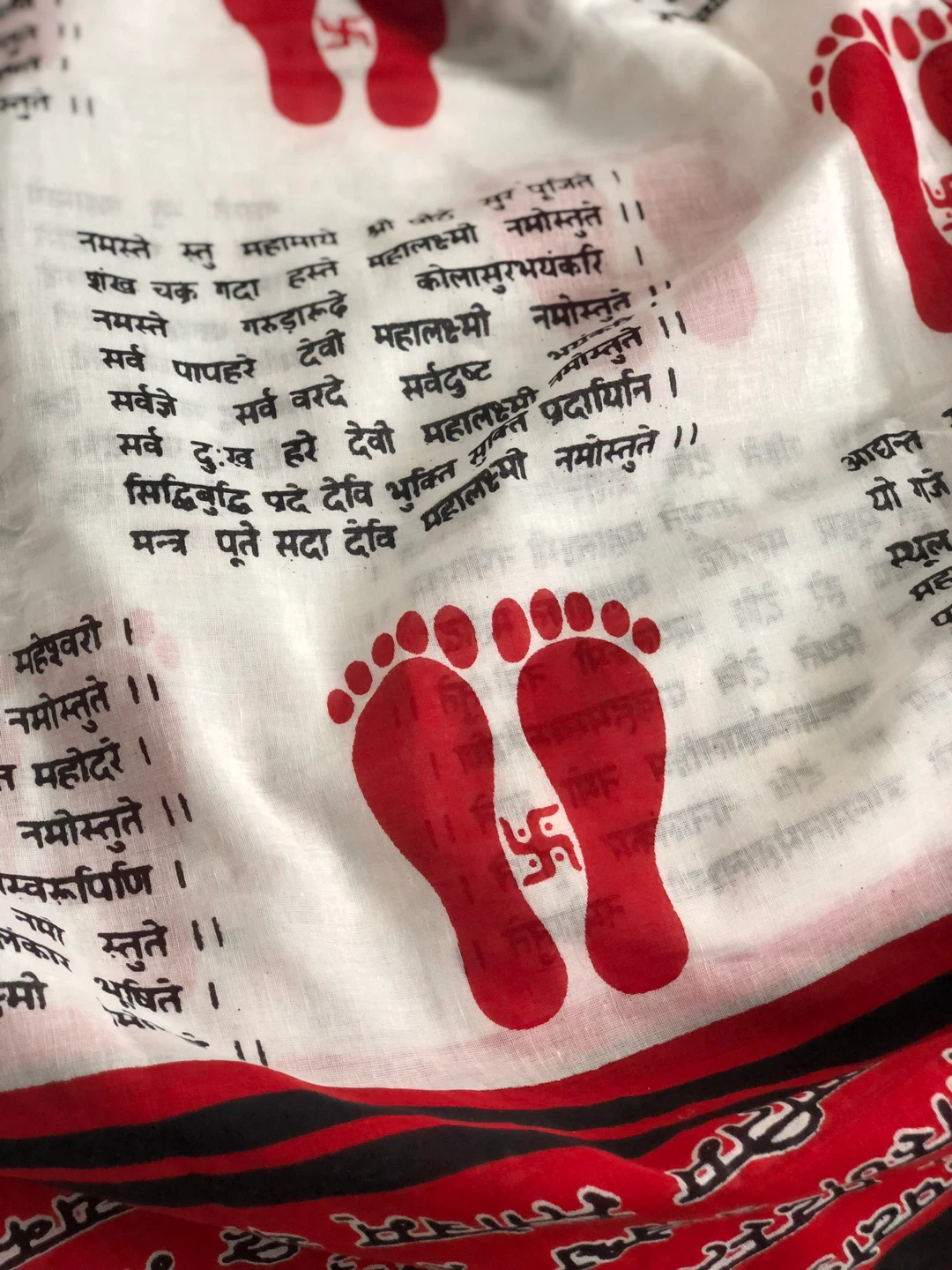Maa Lakshmi footprint cotton mulmul saree - photo 2