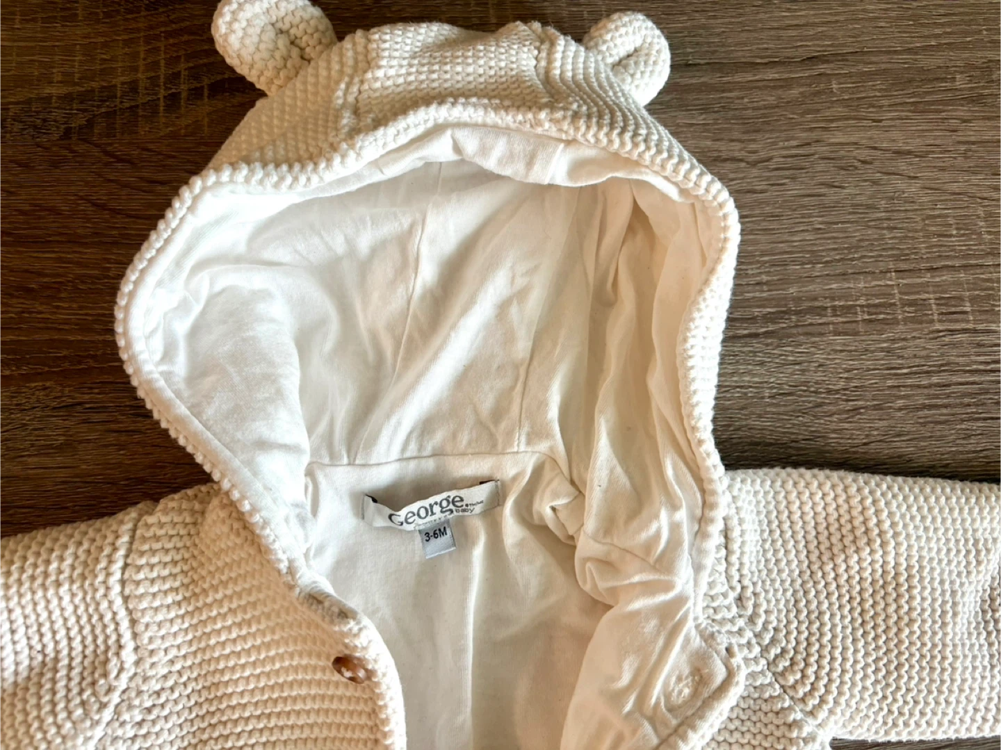 George Baby Cream Knit Hooded Cardigan 3-6M - photo 2