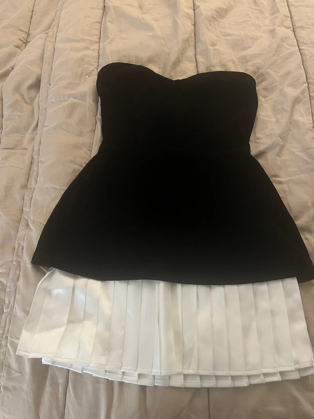 Black and White Strapless Dress