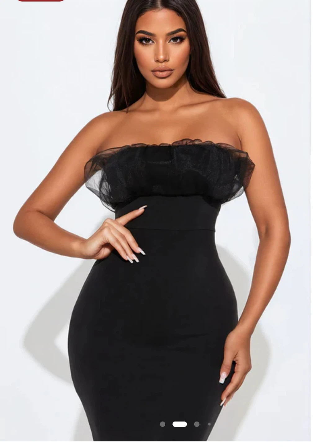 Black Strapless Tulle Bust Dress