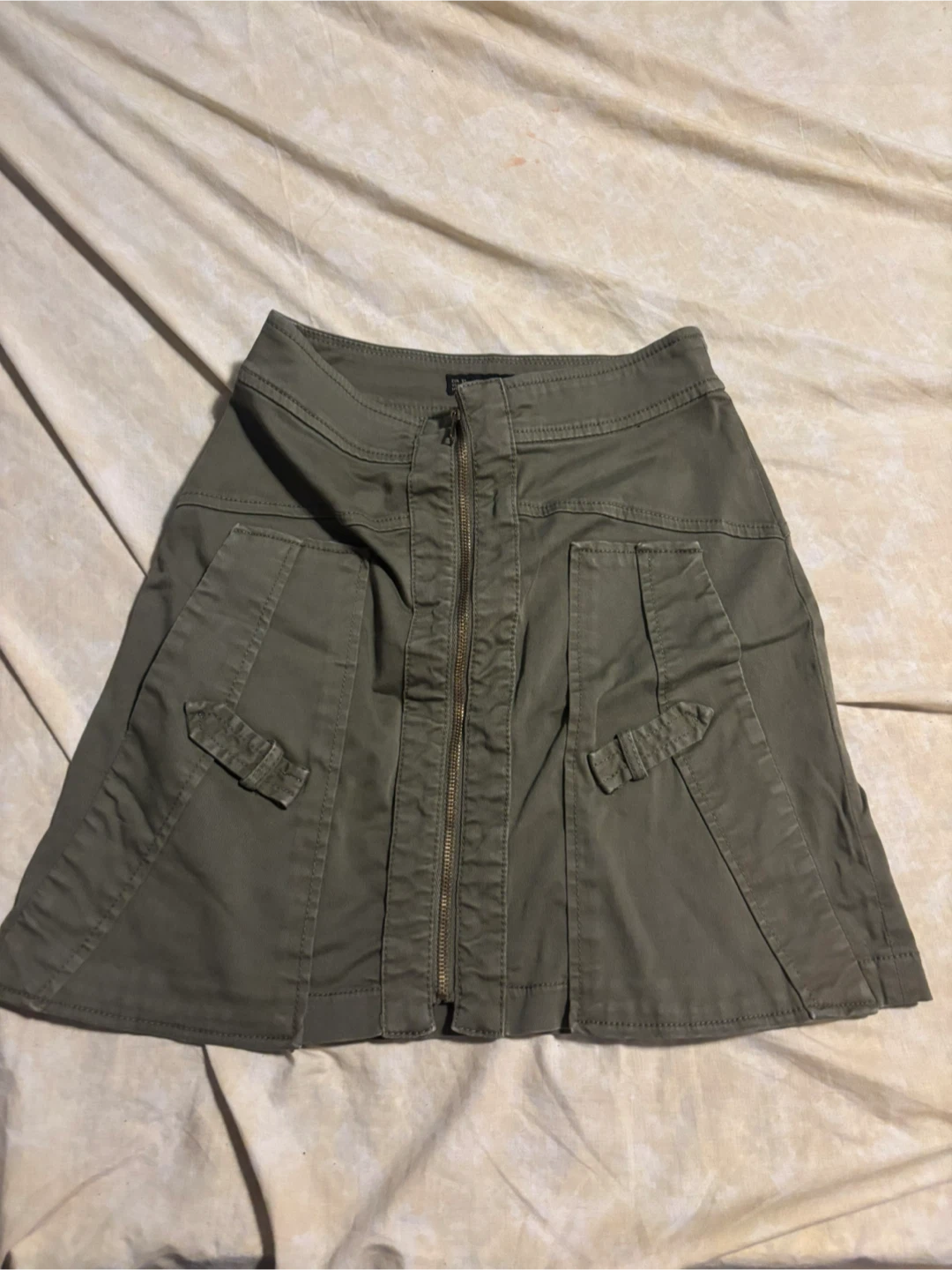 Zara Basic Olive Green Cargo Mini Skirt