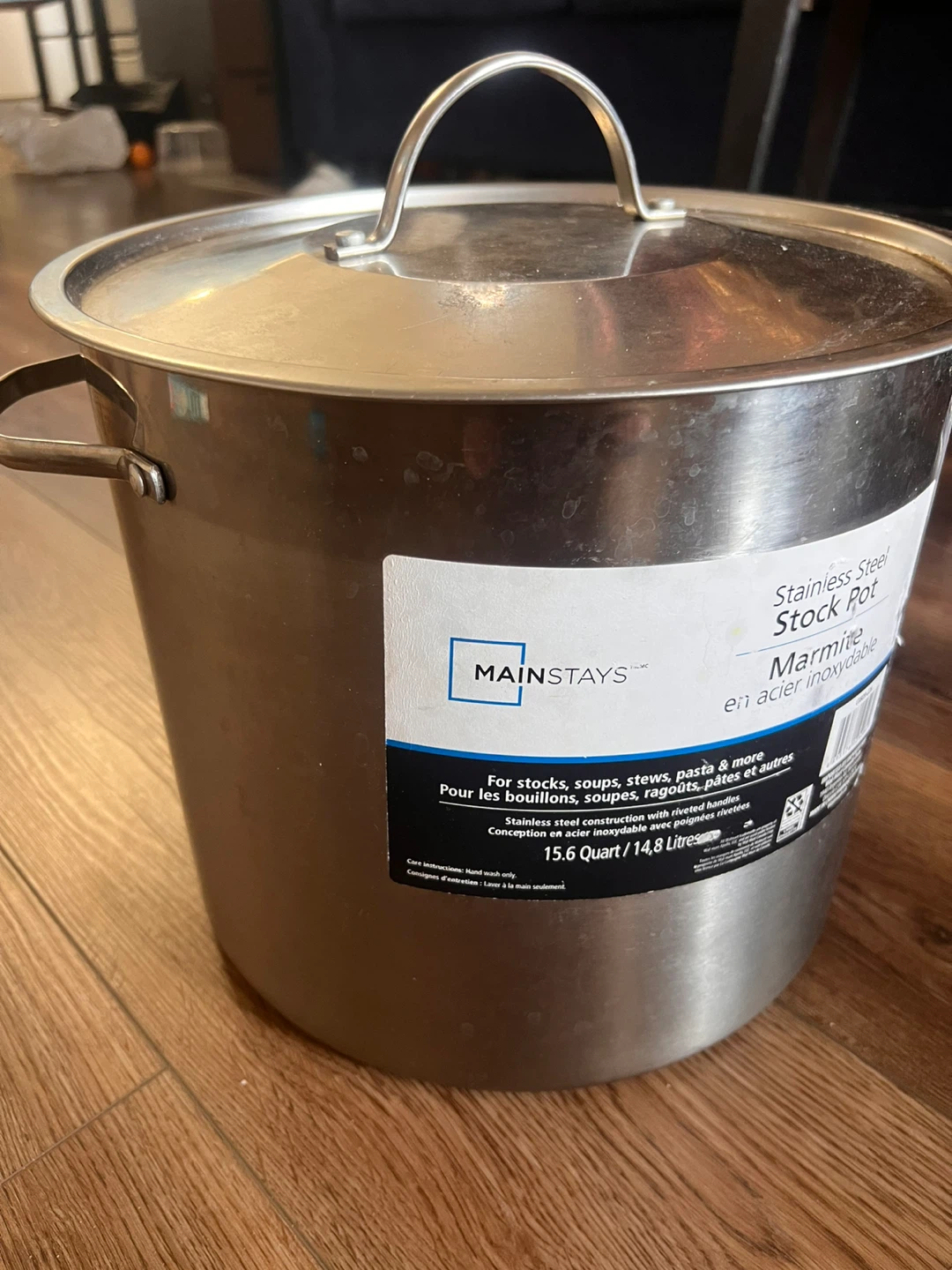 Mainstays Stainless Steel Stock Pot 15.6 Qt