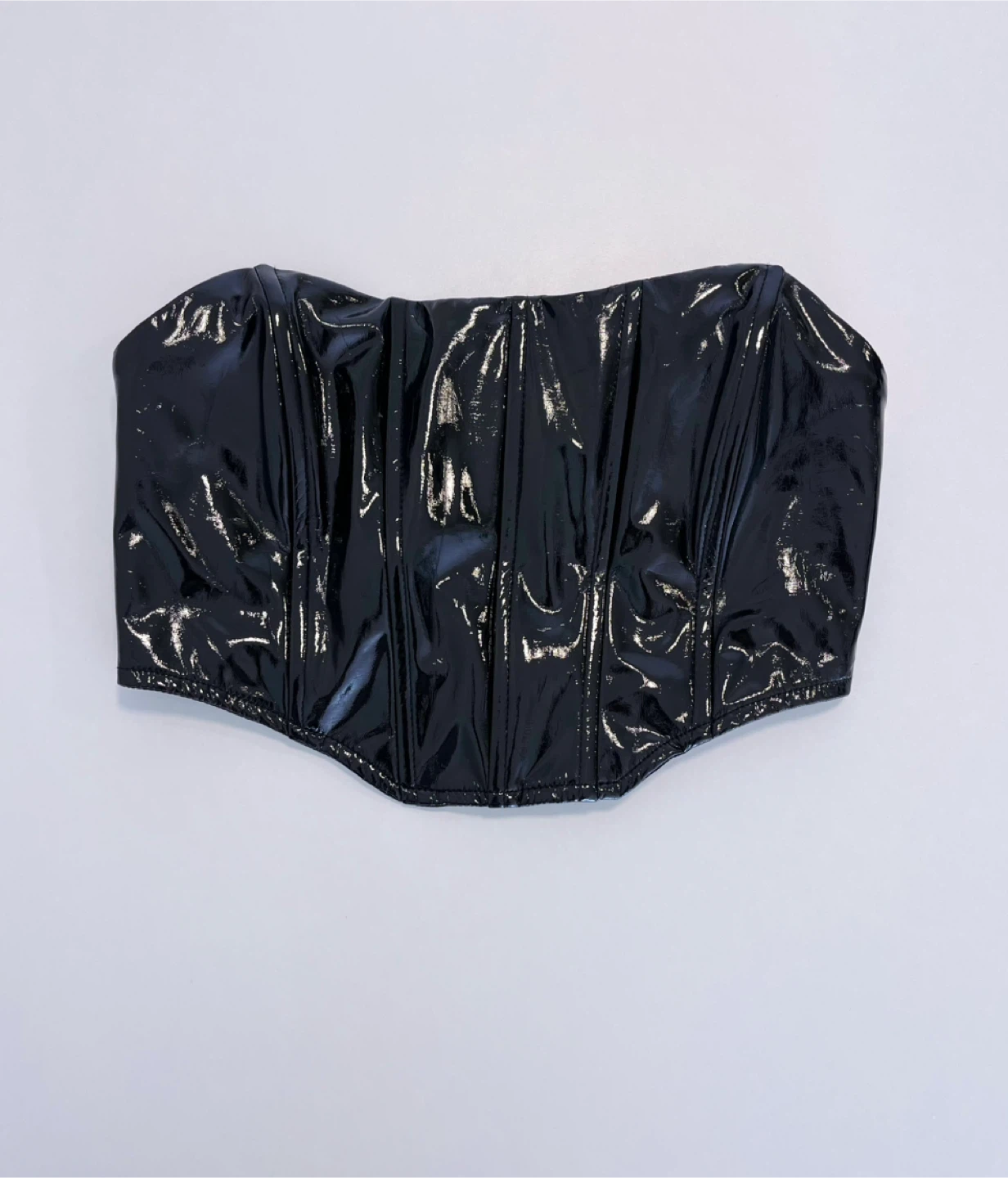 Garage Black Patent Corset Top