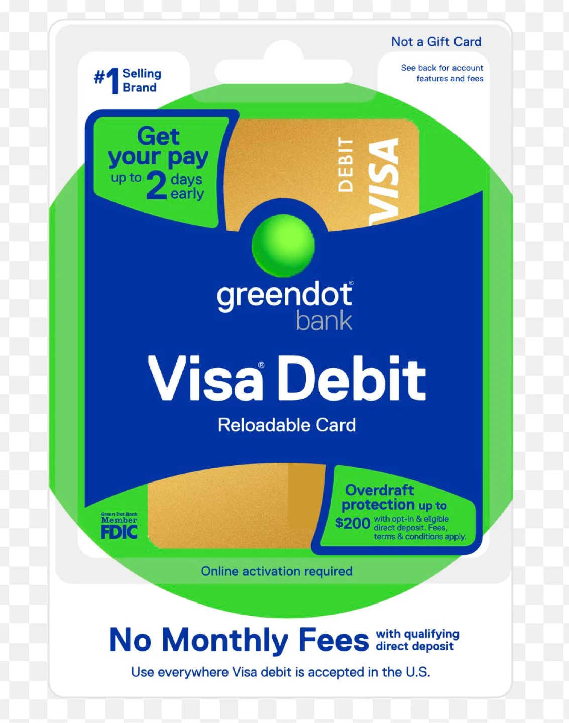 Green Dot Bank Visa Debit Reloadable Card