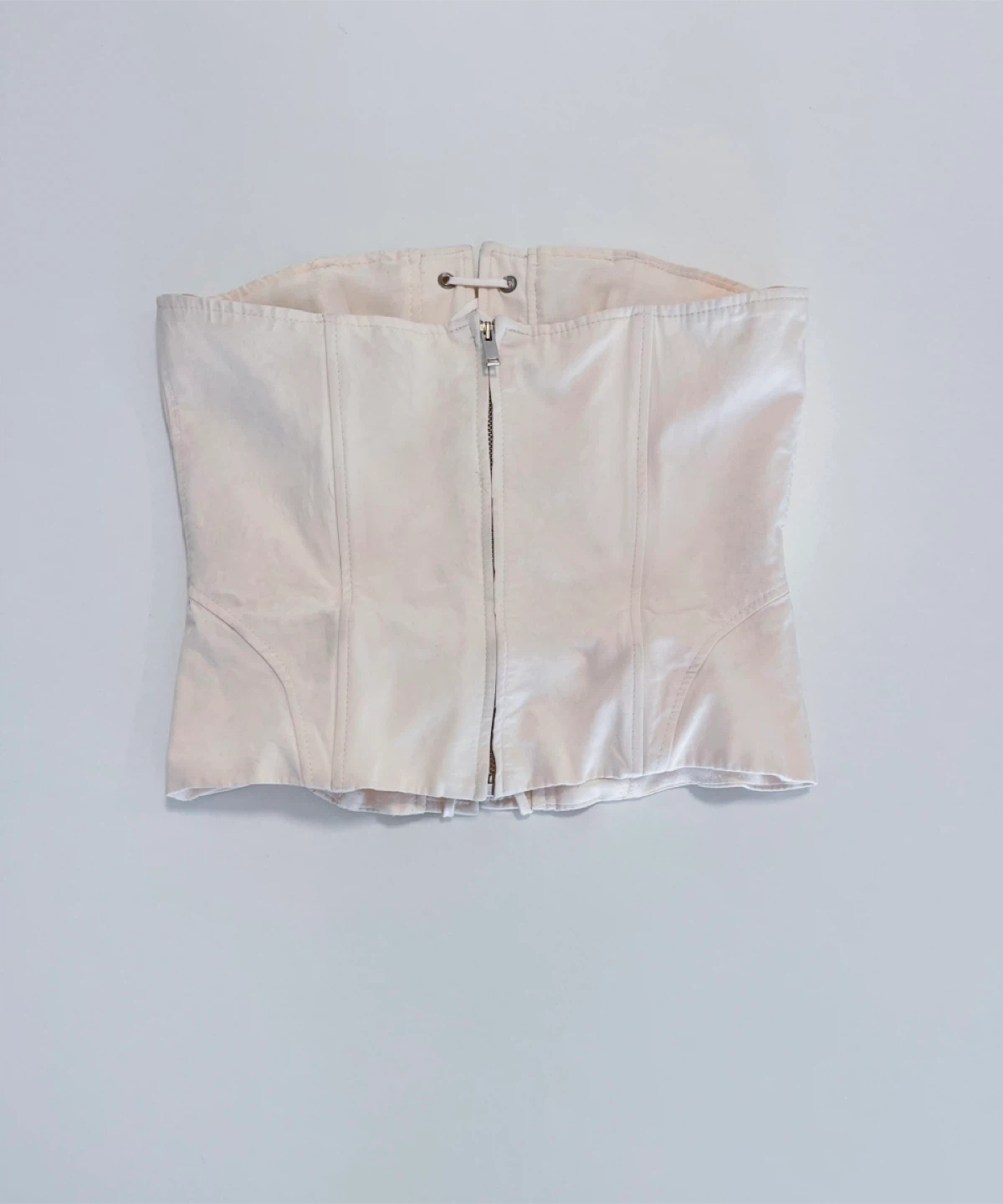 ZARA Corset Top - Black Patent & Cream Lace-Up - photo 3