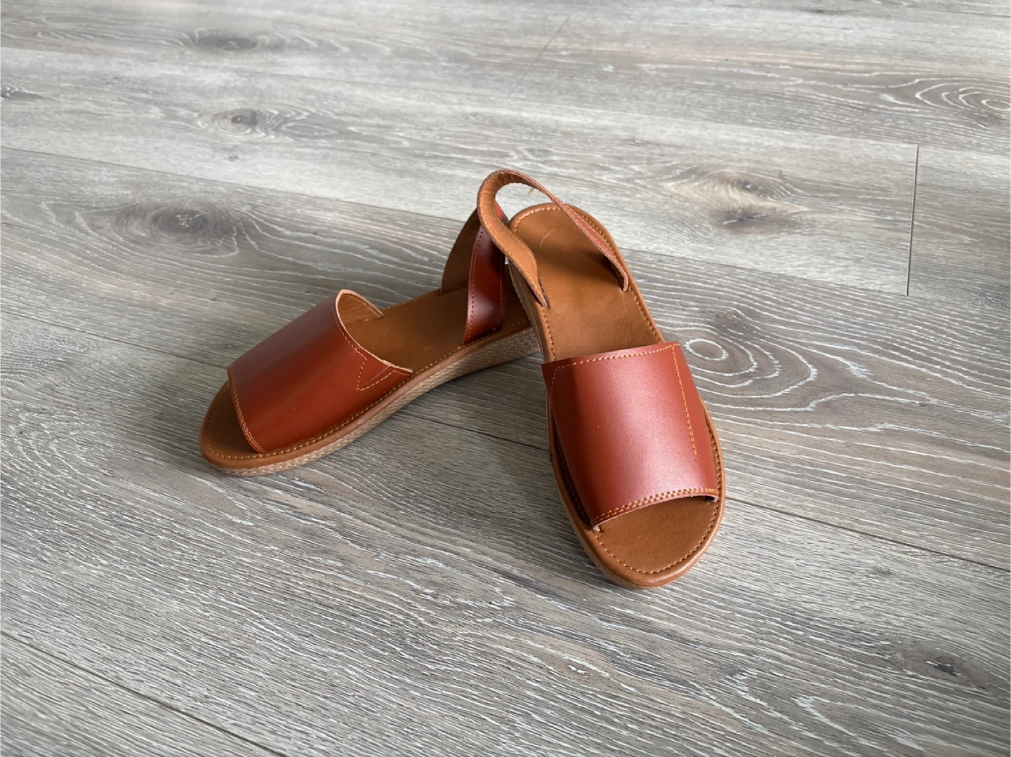 Size 7 Brown Faux Leather Slingback Sandals - photo 3