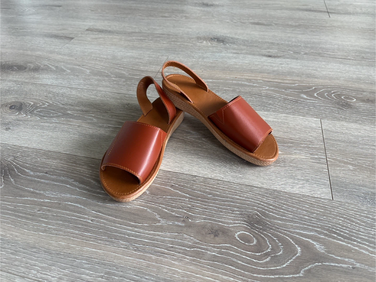 Size 7 Brown Faux Leather Slingback Sandals