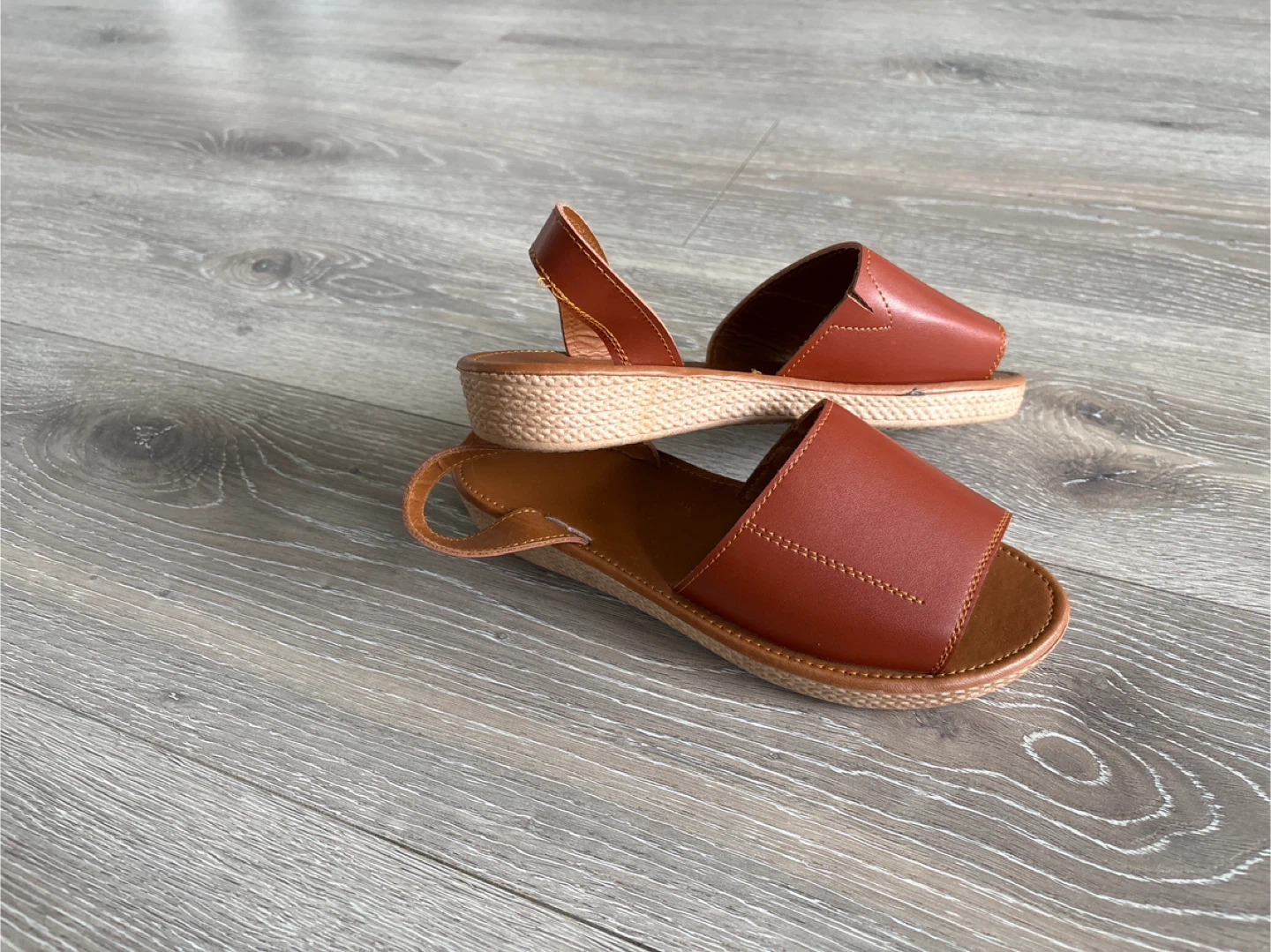 Size 7 Brown Faux Leather Slingback Sandals - photo 2