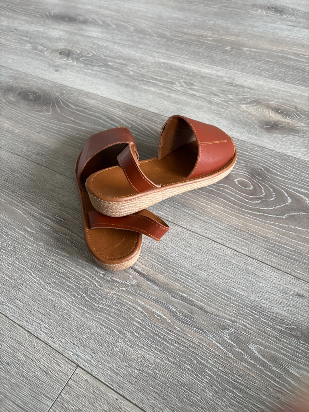 Size 7 Brown Faux Leather Slingback Sandals - photo 5
