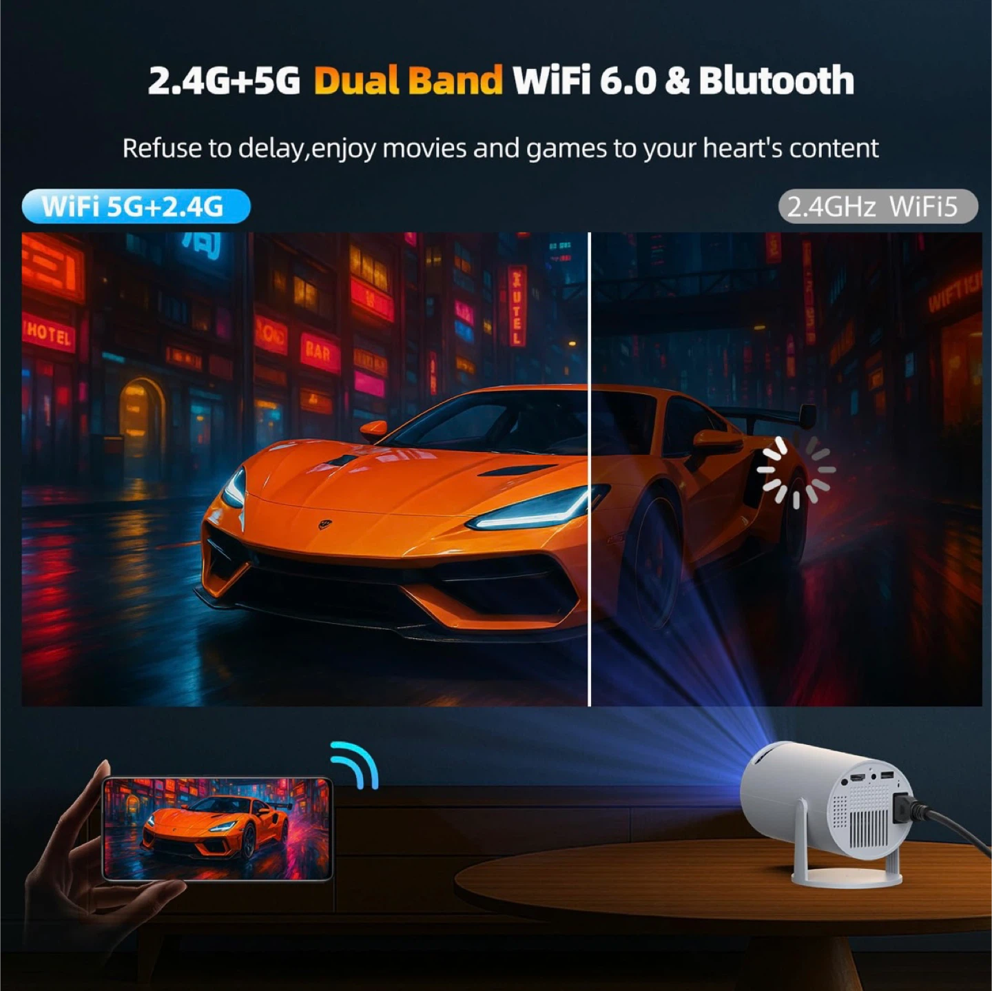 Portable Projector with Dual Band WiFi 6 & Bluetooth - photo 5