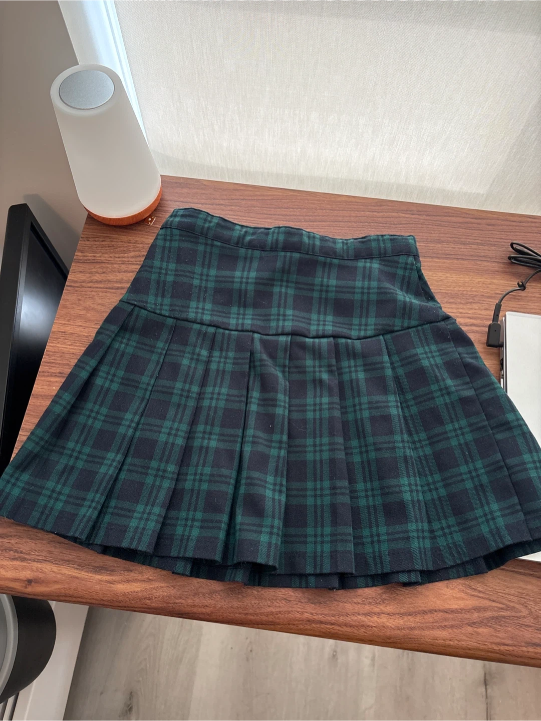 H&M Plaid Pleated Skirt Green/Navy