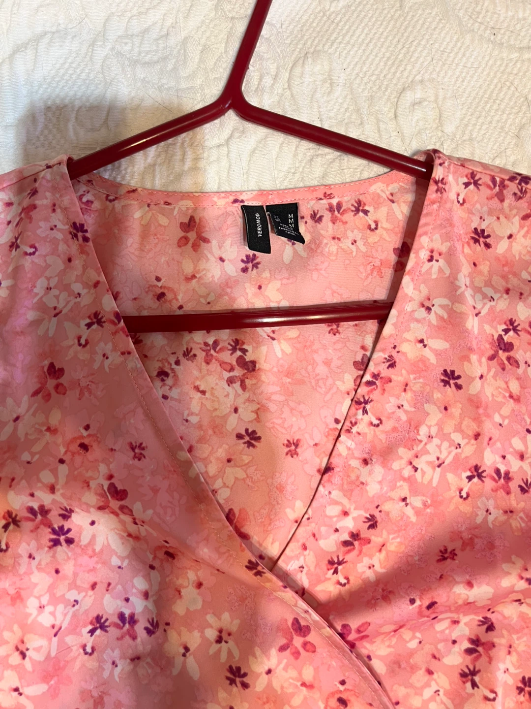 Pink Floral Wrap Dress with Puff Sleeves - photo 2