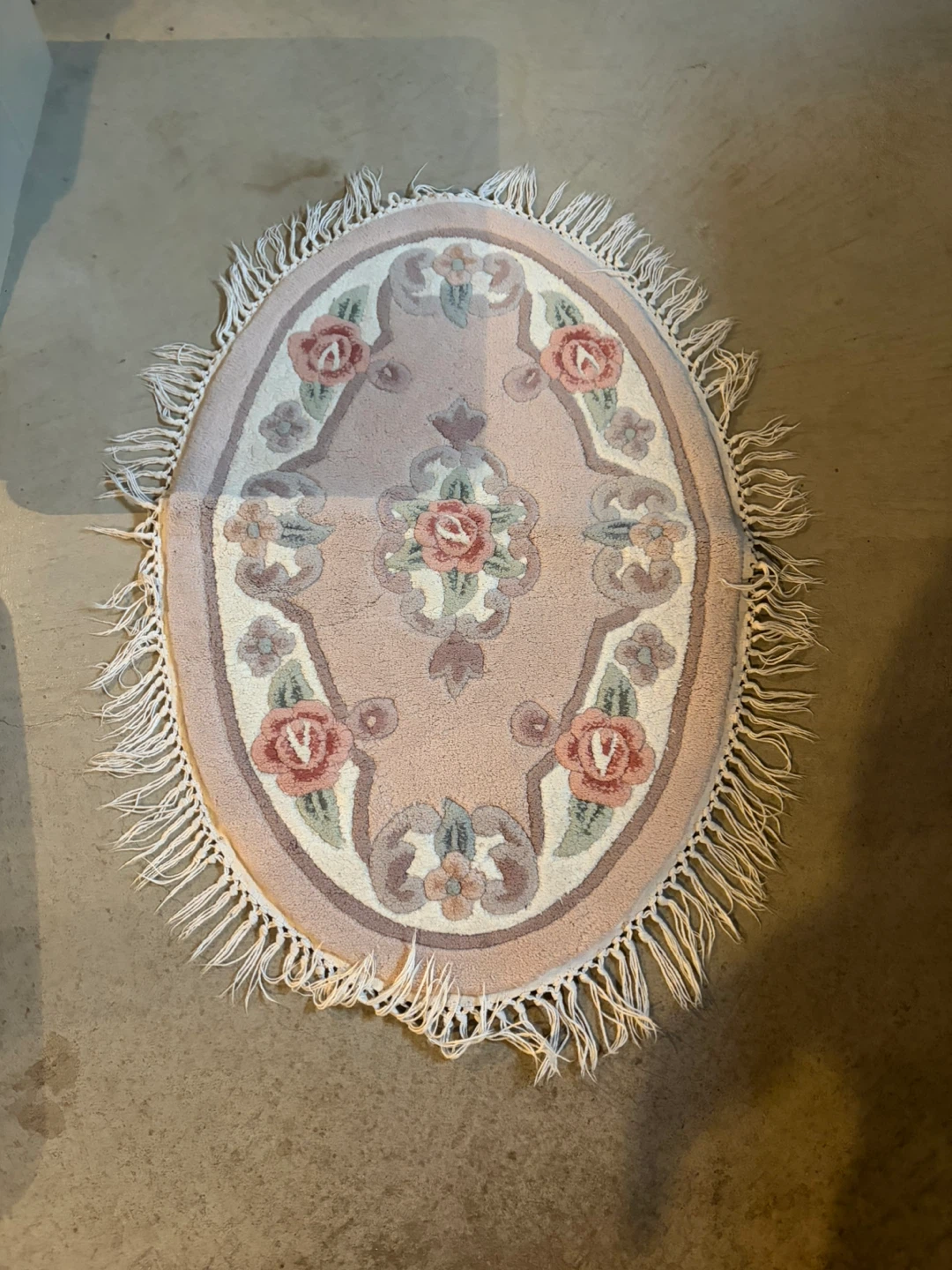 Oval Floral Accent Rug with Fringe - photo 2