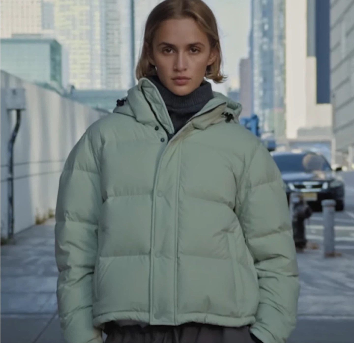 Aritzia Super Puff Shorty – XS – Dusky Green 🥕
