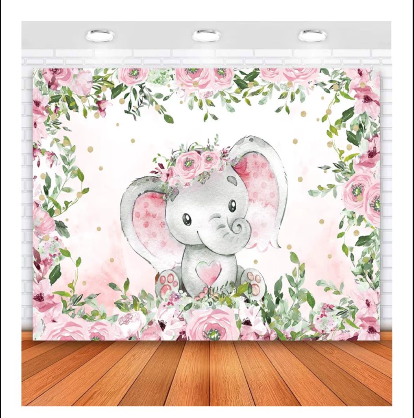 Elephant Floral Backdrop 7x5ft