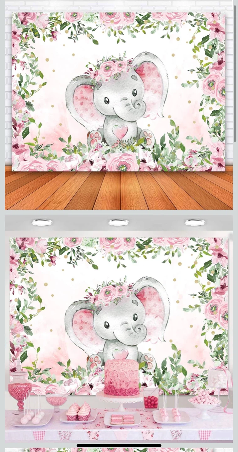 Elephant Floral Backdrop 7x5ft - photo 2
