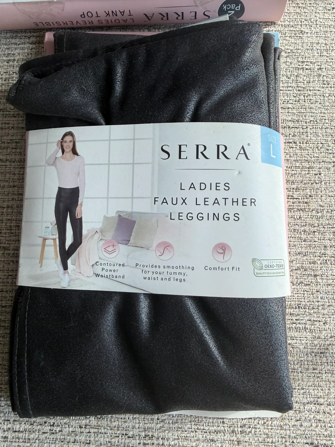 Serra Ladies Faux Leather Leggings and 2-Pack Tank Tops - Size L - photo 4