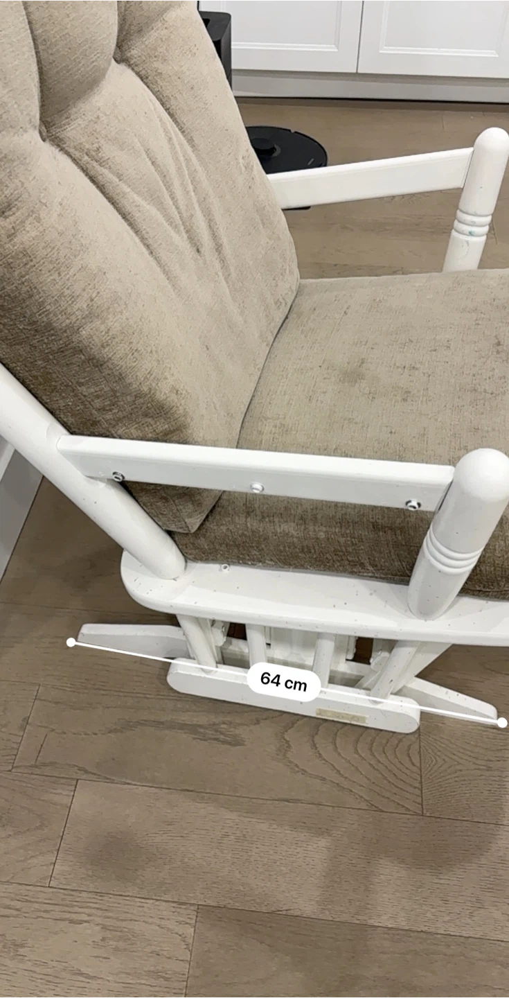 White Glider Rocking Chair with Tufted Beige Cushions - photo 2