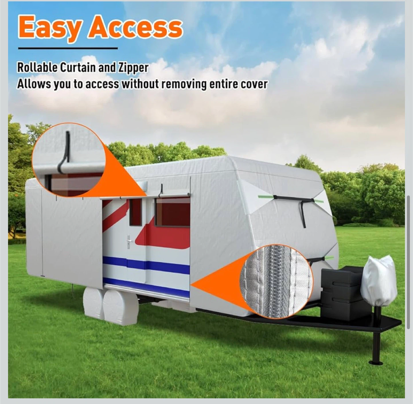RV Cover 24–27FT Heavy Duty Waterproof + Tire Covers - photo 5