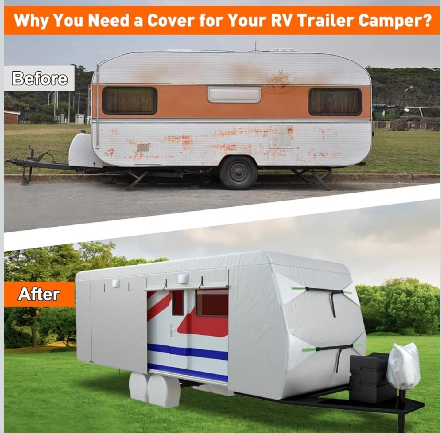 RV Cover 24–27FT Heavy Duty Waterproof + Tire Covers - photo 2