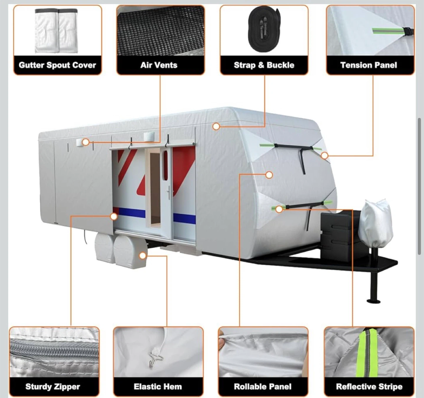 RV Cover 24–27FT Heavy Duty Waterproof + Tire Covers - photo 4