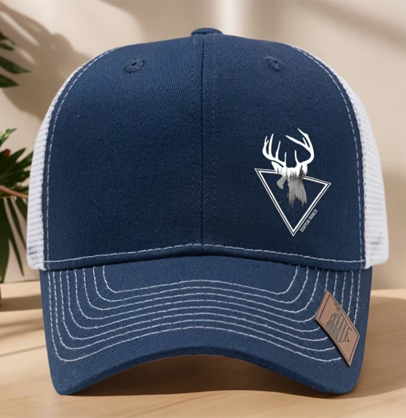Blue Trucker Hat with Mountain and Deer Design - photo 2