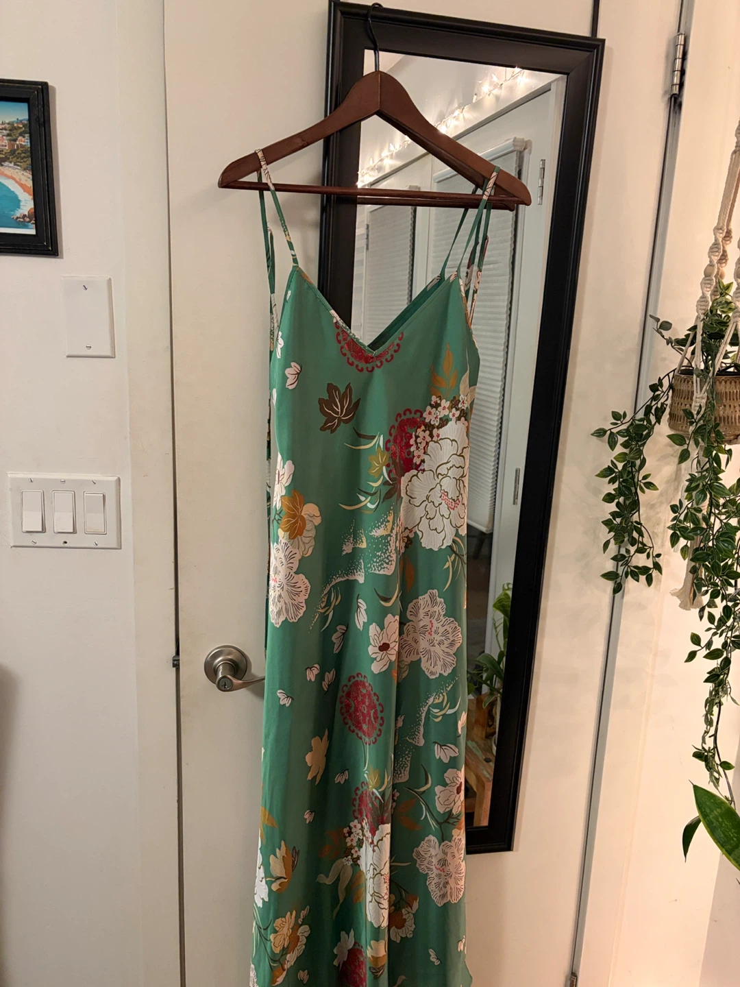 Zara Green Floral Slip Maxi Dress M