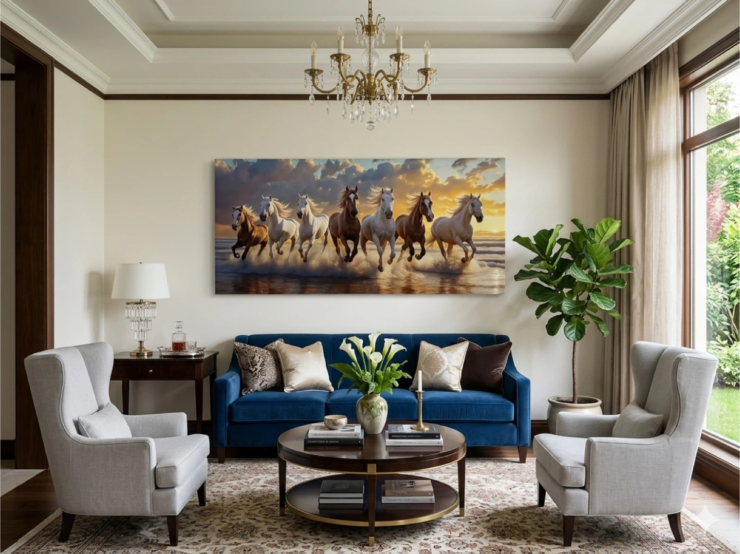 Canvas Wall Art - Running Horses & Tree of Life