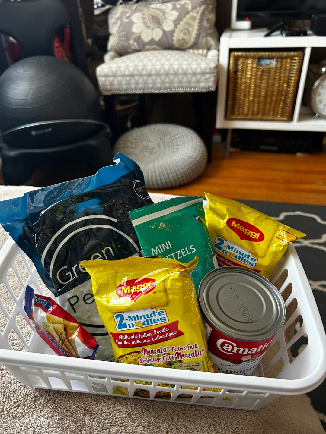Noodles Masala & Carnation Evaporated Milk Basket #freecycle