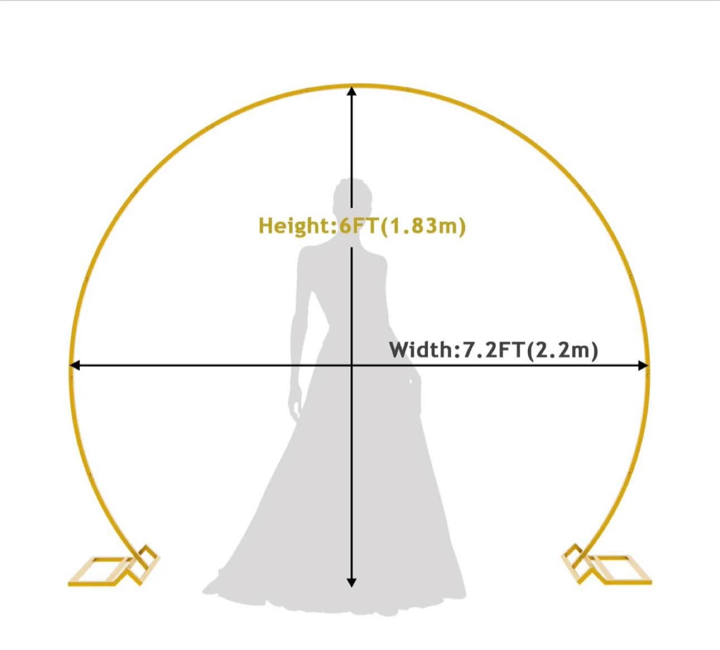 Gold Metal Wedding Arch Round Circle Backdrop Stand 6FT