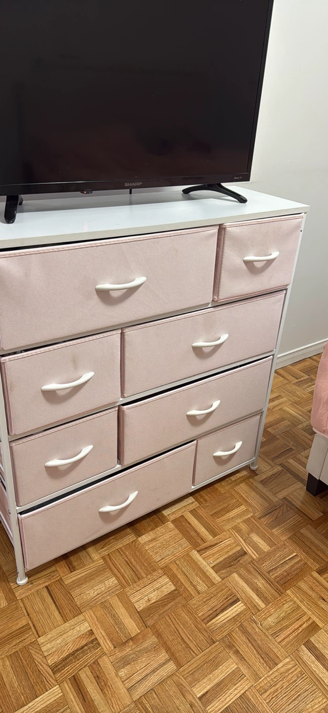 Pink Fabric Drawer Dresser