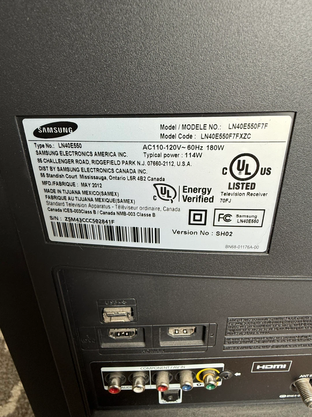 Samsung LN40E550 40-inch 1080p HD TV
