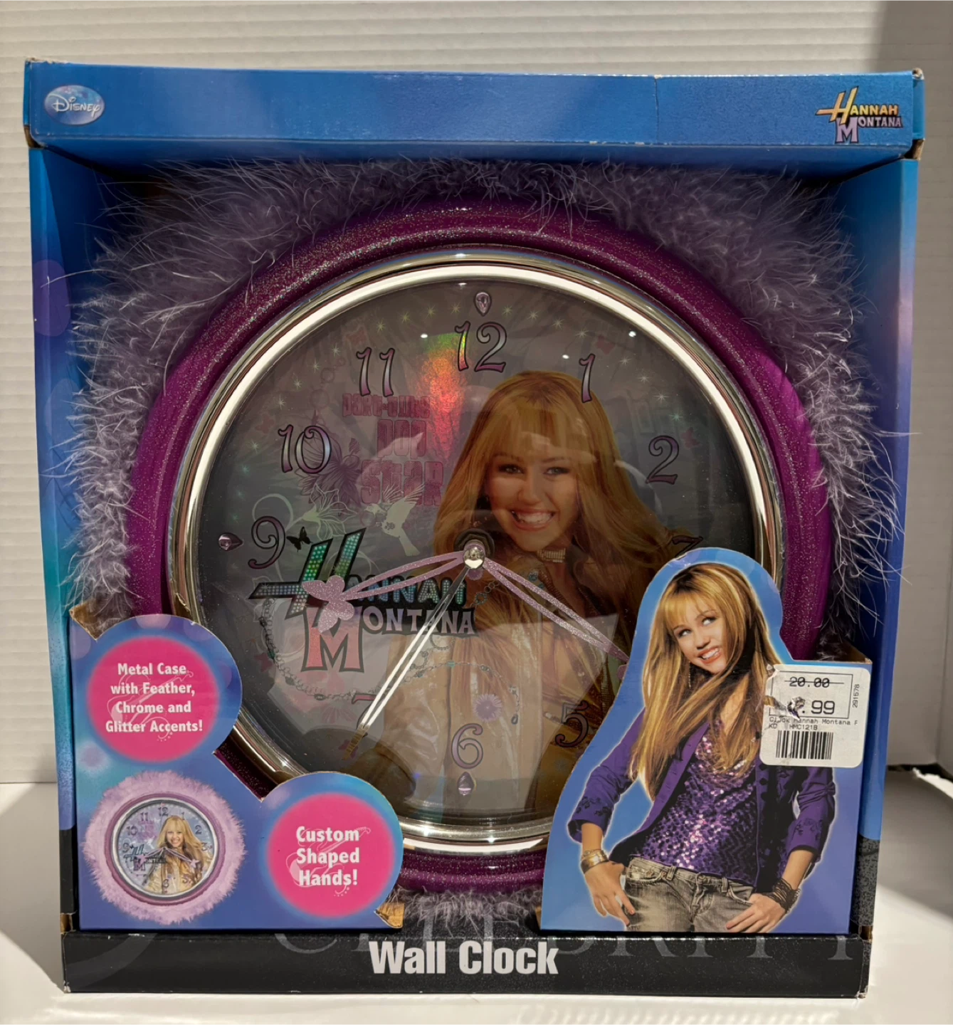Hannah Montana Wall Clock - Y2K Feather Chrome & Glitter