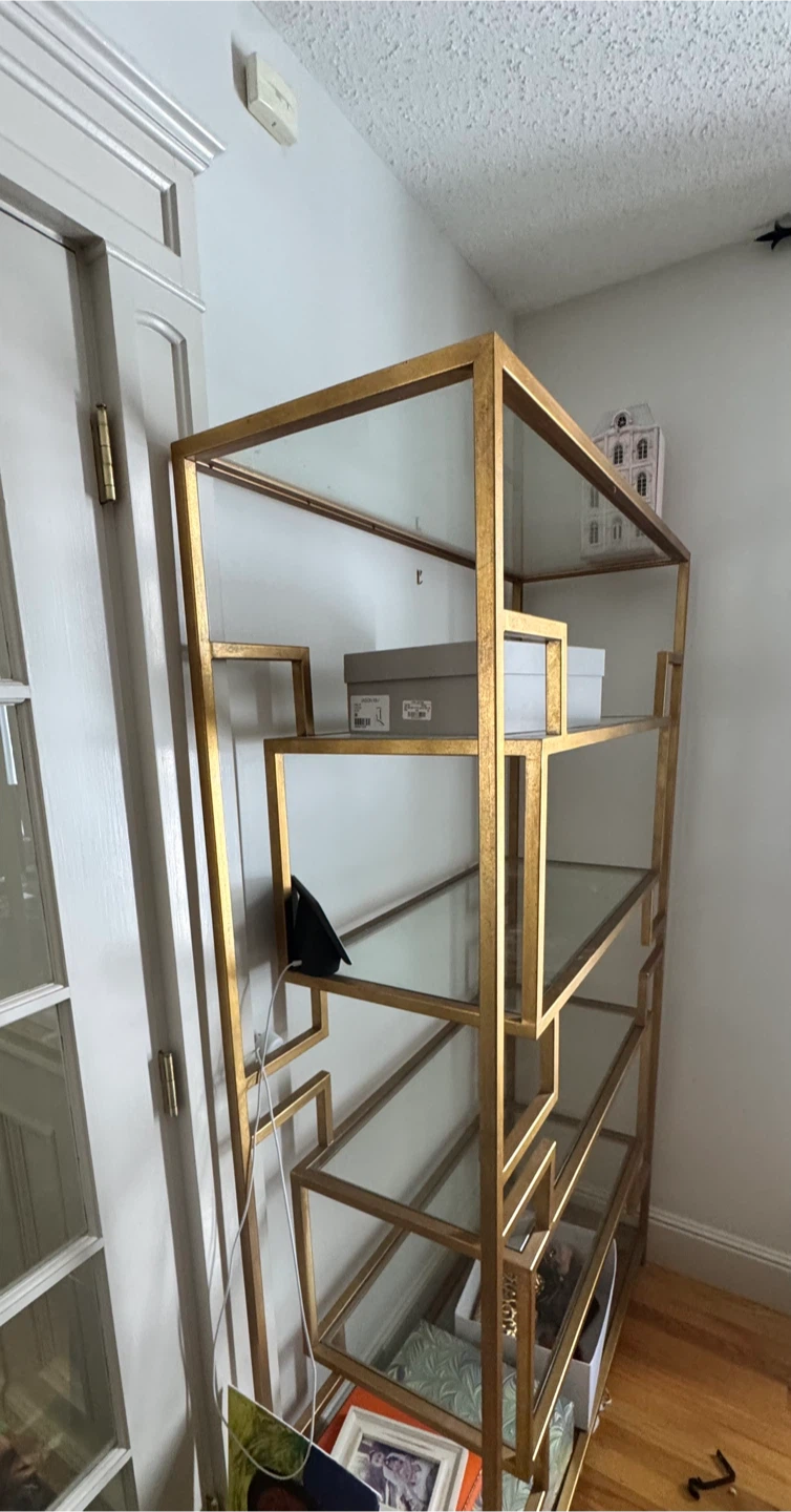 Gold Geometric Shelf Unit with Glass - photo 2