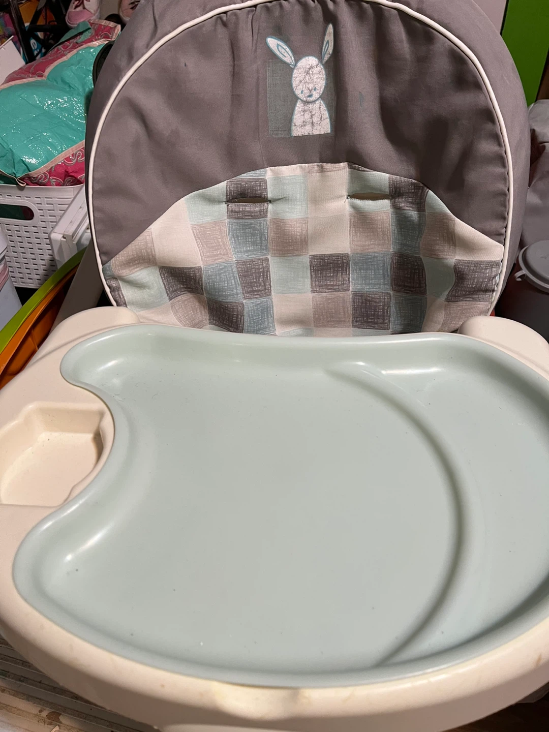 Baby High Chair with Tray and Bunny Design