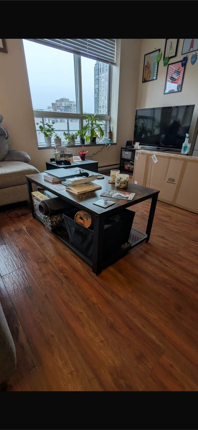 Rustic Wood Coffee Table with Storage Shelf - photo 2