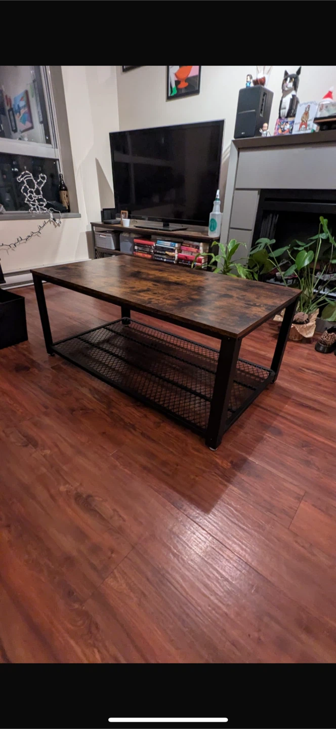 Rustic Wood Coffee Table with Storage Shelf