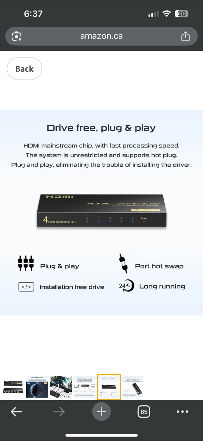 4 Port HDMI Splitter 4K x 2K - photo 2
