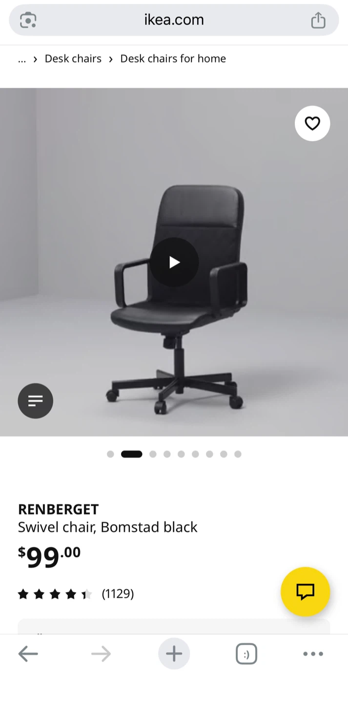 IKEA RENBERGET Swivel Chair, Bomstad Black - photo 4