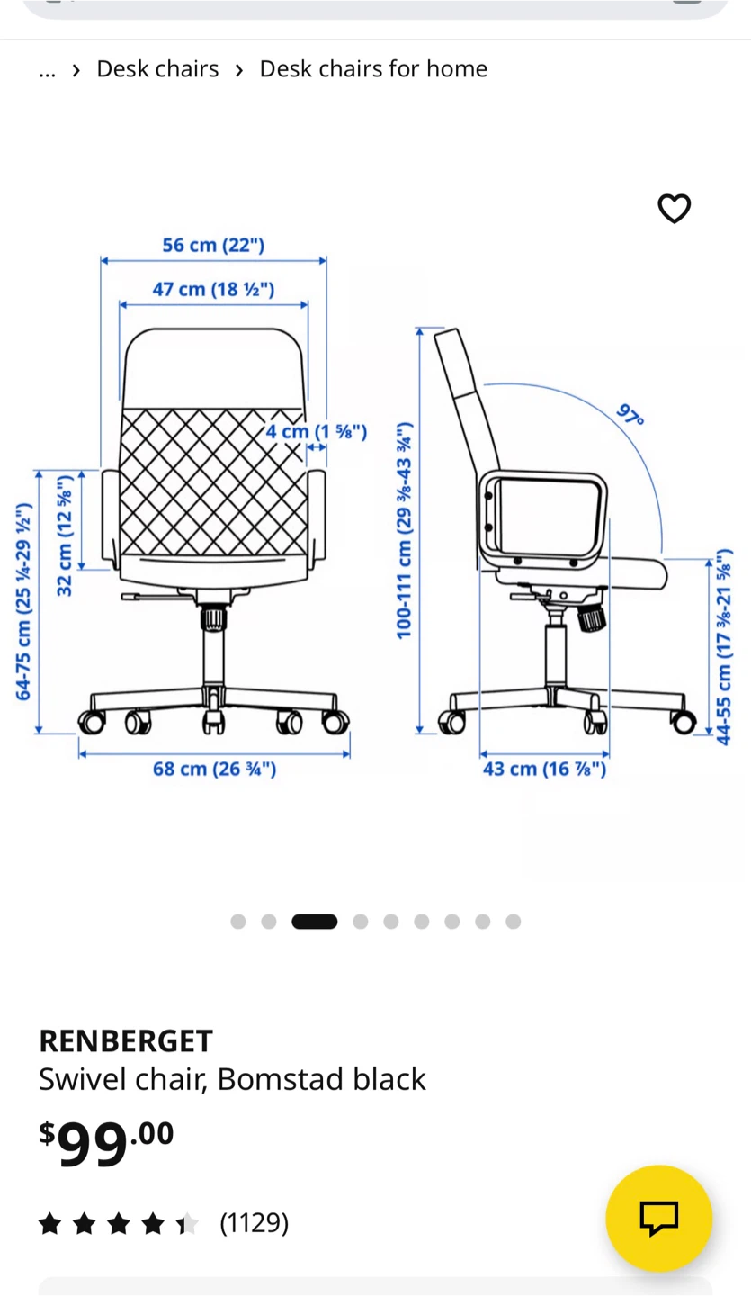 IKEA RENBERGET Swivel Chair, Bomstad Black - photo 5